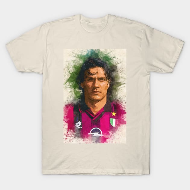 Paolo Maldini Portrait T-Shirt by Naumovski